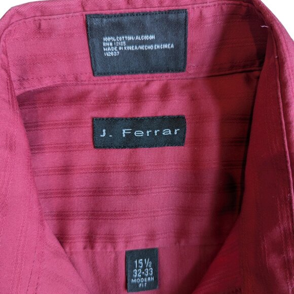 J. Ferrar Men's Modern Fit Dress Shirt Red | 15.5 / 32-33 - Picture 3 of 4